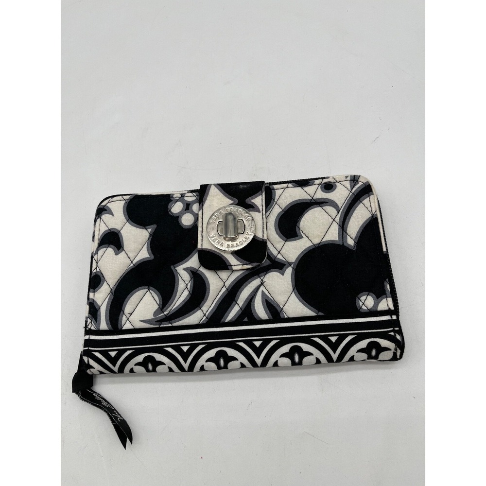 Vera Bradley Zippered Tote Vallet 5X7 Black white